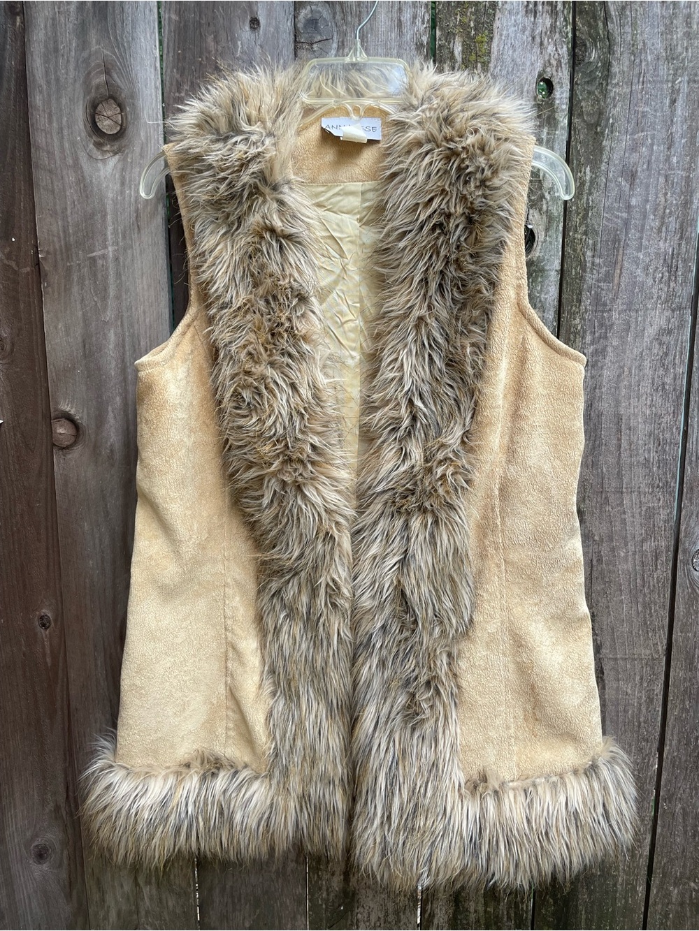 Faux Fur Trim Suede Vest